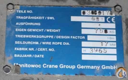 Manitowoc 63 ton 5 Sheave hook block