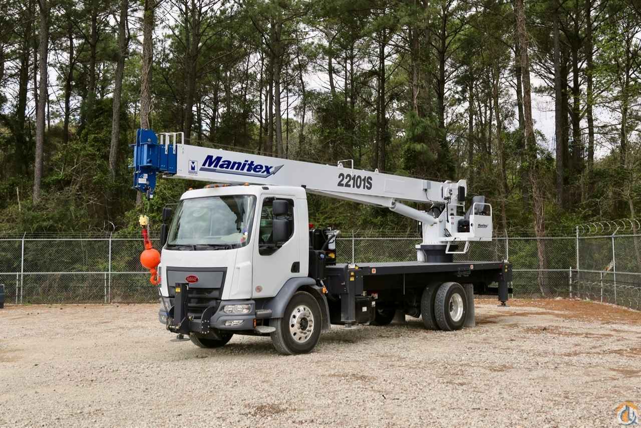 New Manitex 22101 S tandem axle boom truck crane mounted to 2018 Peterbilt 220 cabover chassis