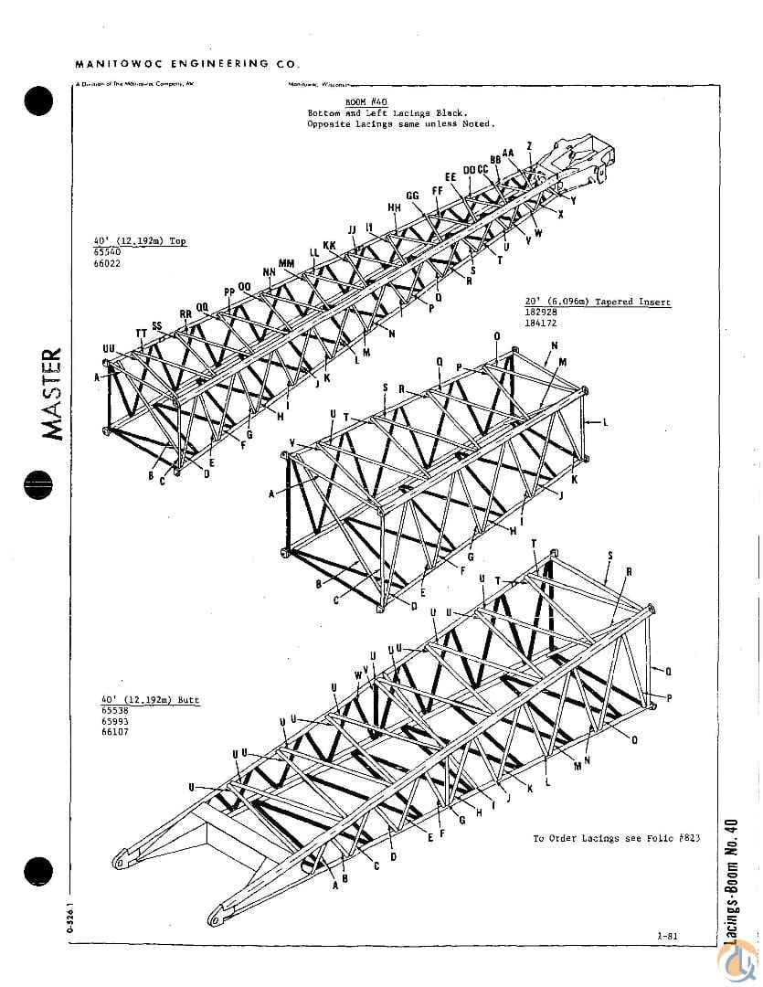 MANITOWOC 182928 #40 Boom Insert 20’