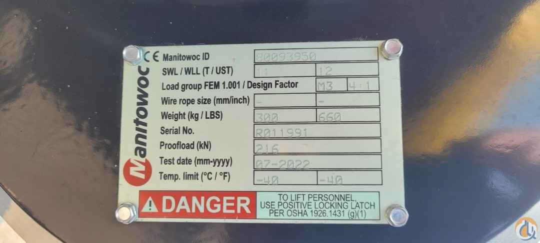 New 12 Ton Manitowoc Overhaul Ball