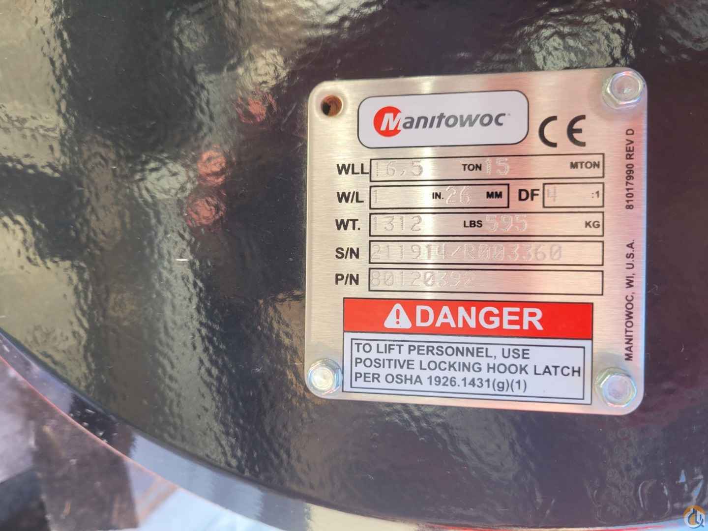 New 16.5 Ton Manitowoc Headache Ball