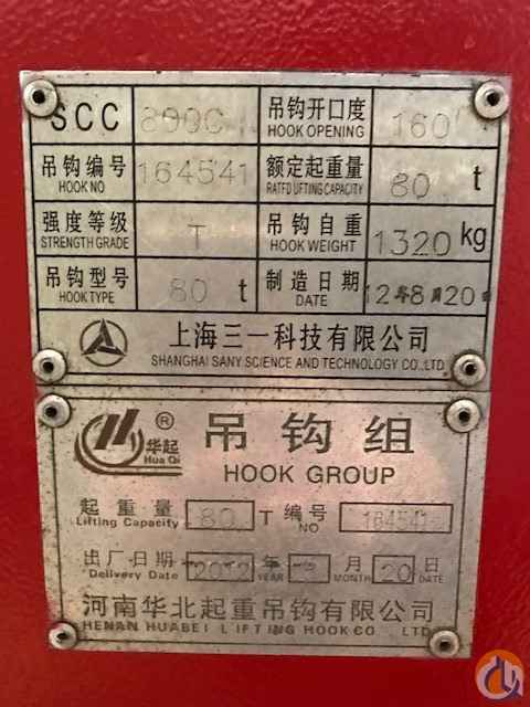 80 Ton SANY 6 Sheave Hook Block