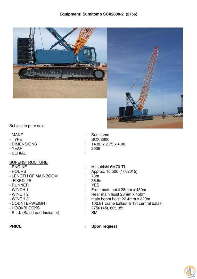 2006 Hitachi Sumitomo SCX2800-2